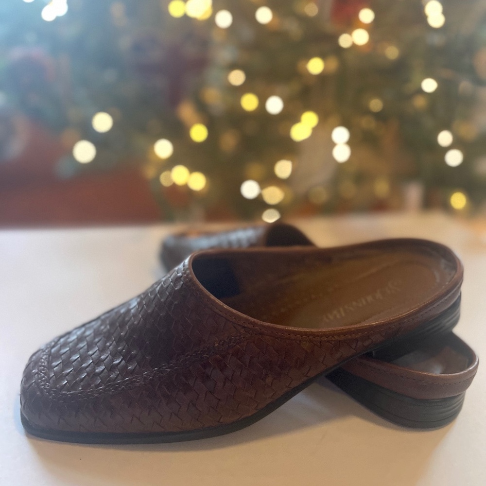 St. John's Bay Brown Woven Leather Mules Size 7